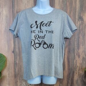 Anvil Heather "Meet Me in the Red Room" Gray Graphic Tee XL          P402